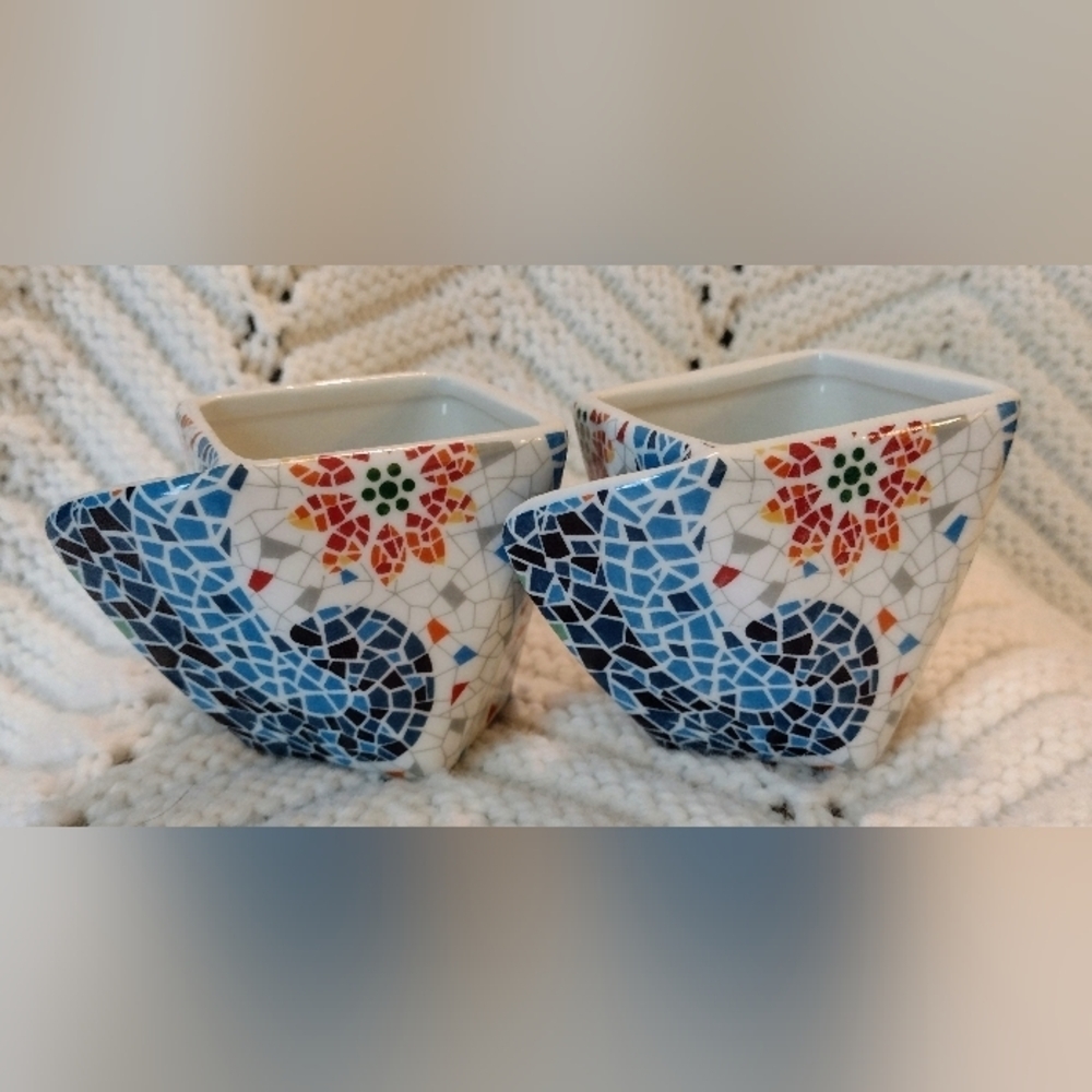Espresso Cups Mosaic Tile  Stained Glass Antoni Gaudi Style Square Mug Unique